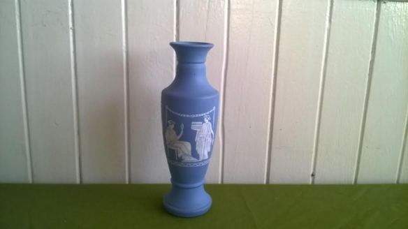 blue vintage Avon vase